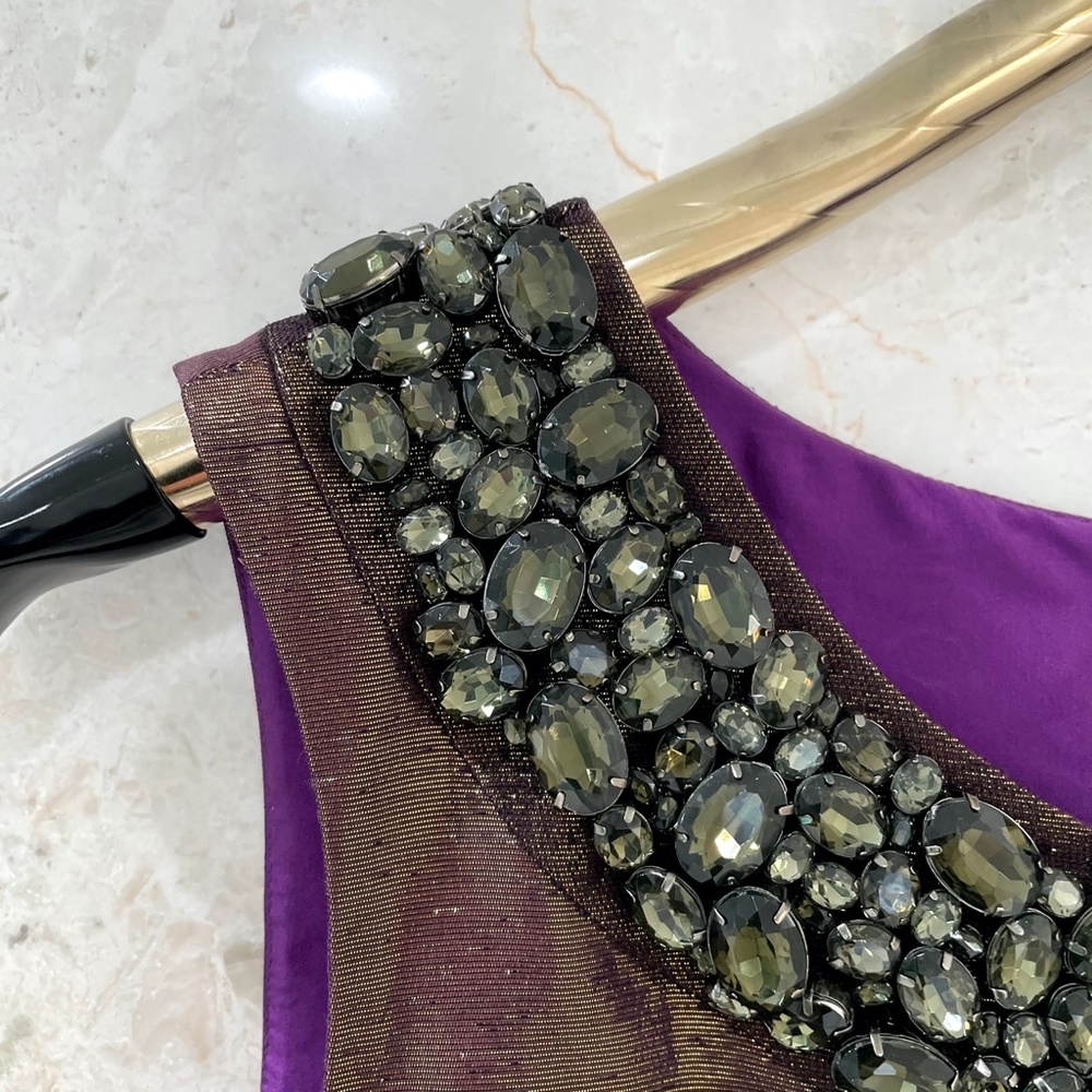 VERA WANG LAVENDER LABEL {8} Dress Metallic Crystals Beading - Picture 7 of 13